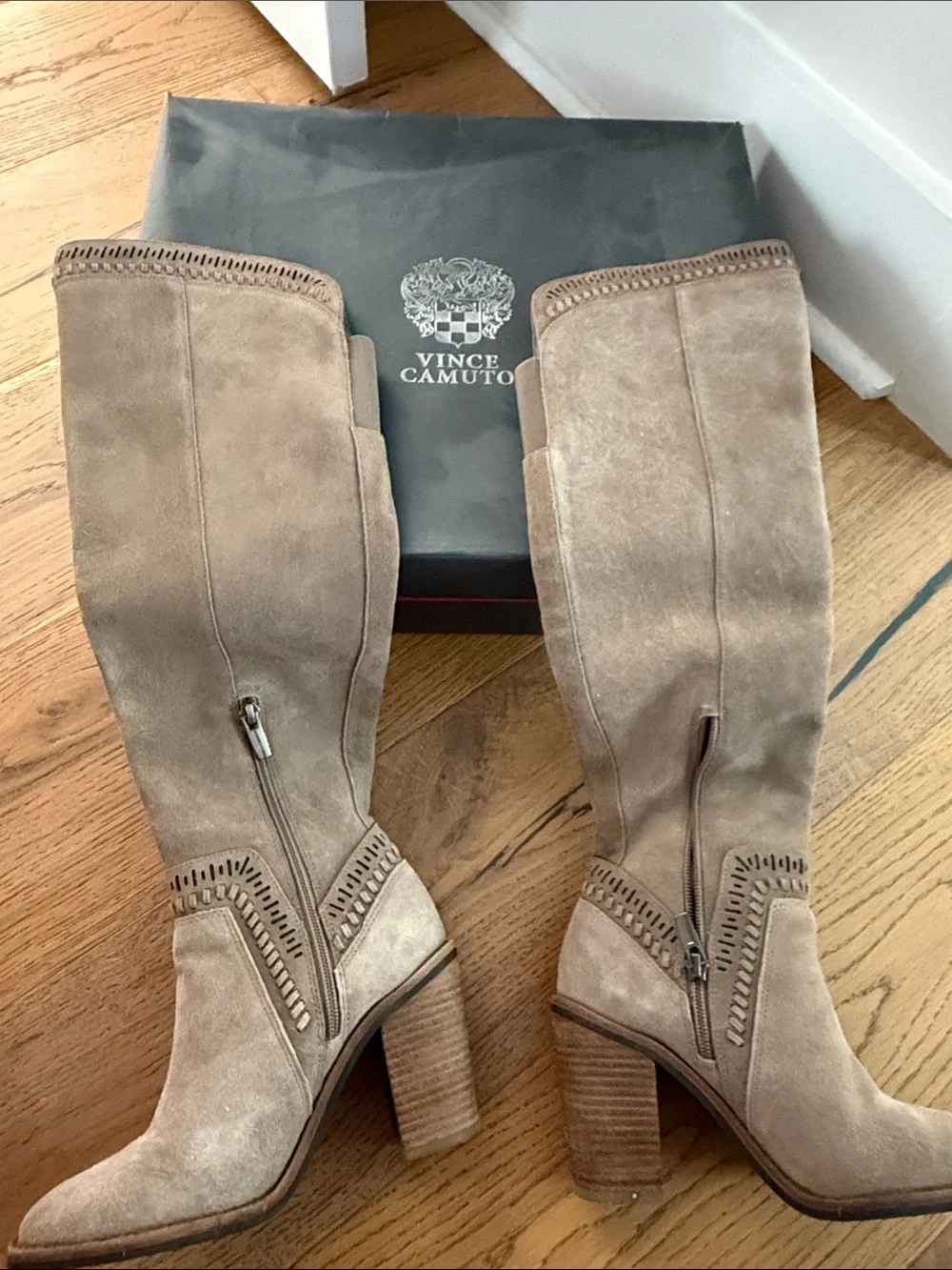 Vince Camuto Taupe Suede Over-the-Knee Boots